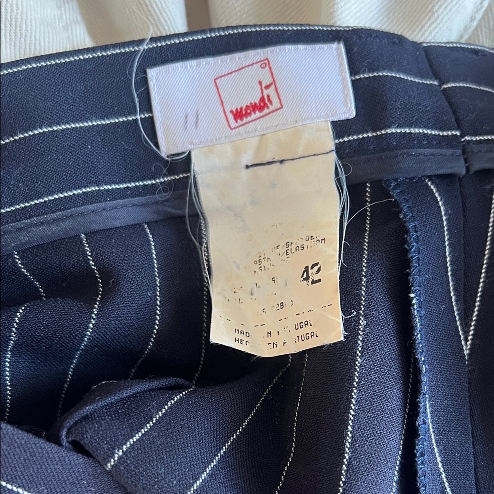 Mondi Vintage Navy Pinstripe Trousers - Picture 5 of 8